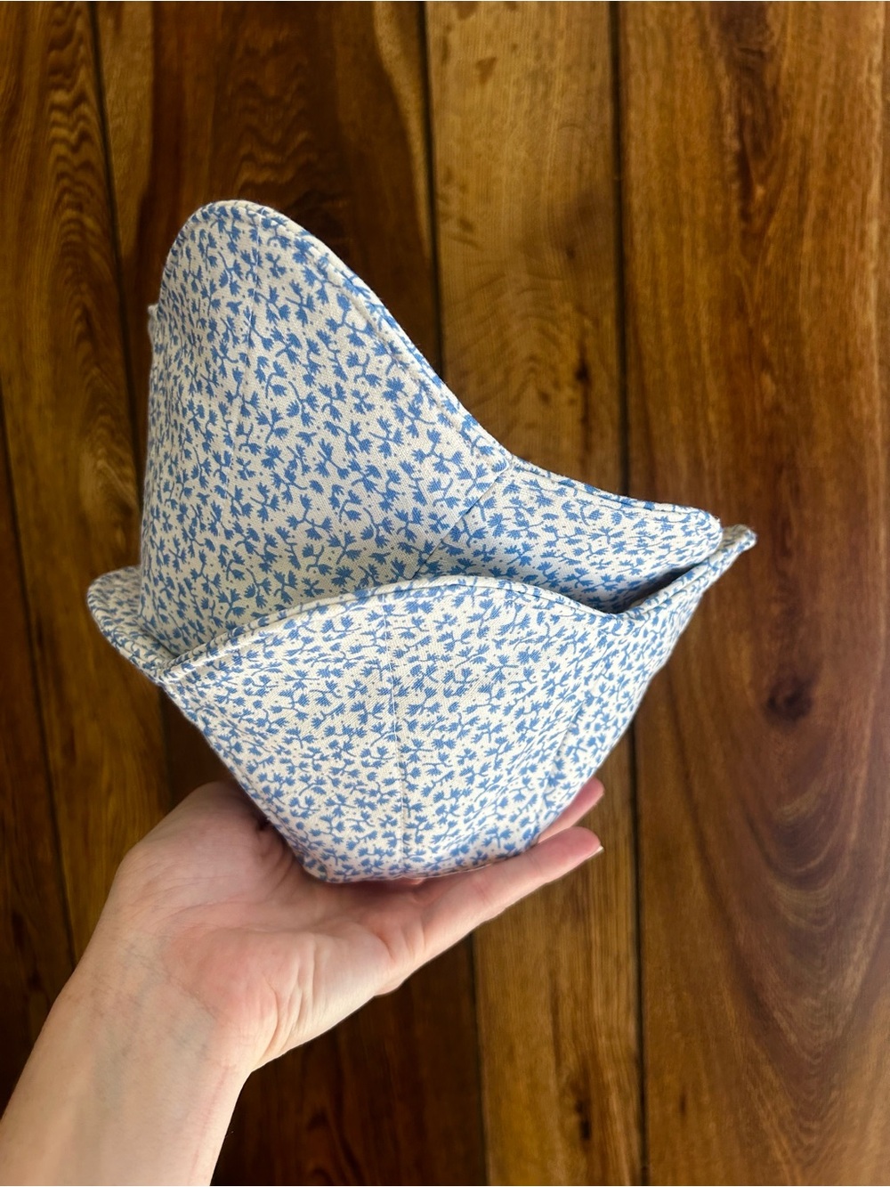 Handmade Dainty Blue Floral Bowl Cozy - Set of 2
